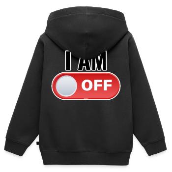 I AM OFF - Kinder Premium Organic Zip Hoodie - Schwarz - Hinten - AI Model Kid Male (0cm)