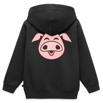 Visage De Cochon Animal Amour Petit Cochon Mignon - Sweat Premium à capuche zippé enfant bio - noir - Dos - AI Model Kid Male (0cm)