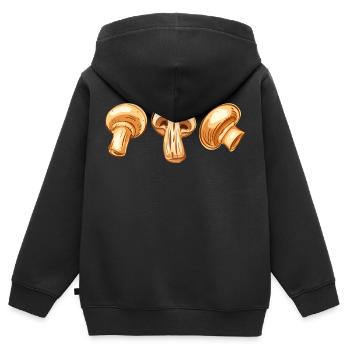 Drei braune Pilze die Champignons Pilze - Kinder Premium Organic Zip Hoodie - Schwarz - Hinten - AI Model Kid Male (0cm)
