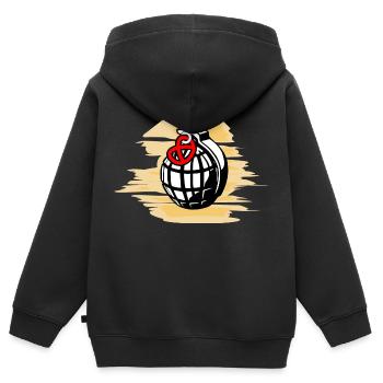 Granatapfel-Brezel-Sonne - Kinder Premium Organic Zip Hoodie - Schwarz - Hinten - AI Model Kid Male (0cm)