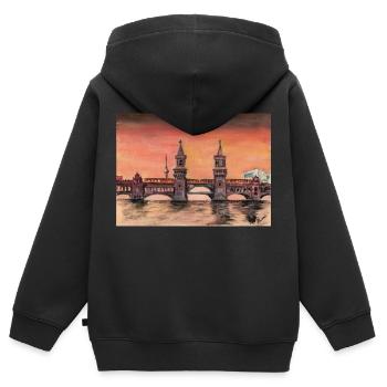 Pont Oberbaum - Sweat Premium à capuche zippé enfant bio - noir - Dos - AI Model Kid Male (0cm)
