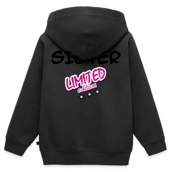 SISTER LIMITIERTE EDITION - Kinder Premium Organic Zip Hoodie - Schwarz - Hinten - AI Model Kid Male (0cm)
