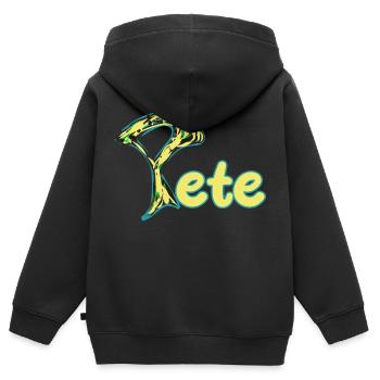 Pete - Kinder Premium Organic Zip Hoodie - Schwarz - Hinten - AI Model Kid Male (0cm)