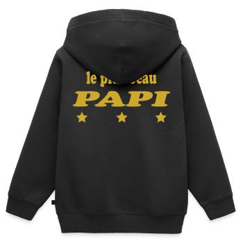 Das schönste PAPI - Kinder Premium Organic Zip Hoodie - Schwarz - Hinten - AI Model Kid Male (0cm)