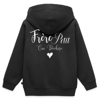 petit frère qui déchire - Sweat Premium à capuche zippé enfant bio - noir - Dos - AI Model Kid Male (0cm)