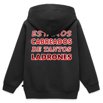 Nous sommes à tant de voleurs 3 - Sweat Premium à capuche zippé enfant bio - noir - Dos - AI Model Kid Male (0cm)