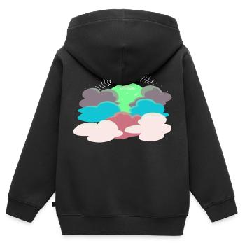 Soleil derrière les nuages - Sweat Premium à capuche zippé enfant bio - noir - Dos - AI Model Kid Male (0cm)