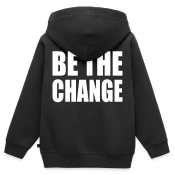 be the change - Kids Premium Organic Zip-up Hoodie - black - Back - AI Model Kid Male (0cm)