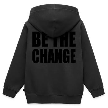 be the change - Kinder Premium Organic Zip Hoodie - Schwarz - Hinten - AI Model Kid Male (0cm)