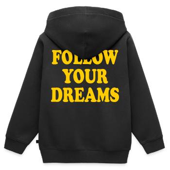 follow your dreams - Sweat Premium à capuche zippé enfant bio - noir - Dos - AI Model Kid Male (0cm)