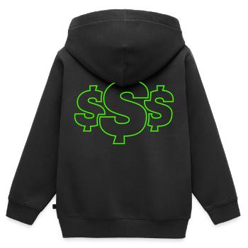 dollar symbol - Kinder Premium Organic Zip Hoodie - Schwarz - Hinten - AI Model Kid Male (0cm)