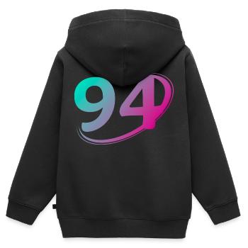 Nummer 94 mehrfarbig - Kinder Premium Organic Zip Hoodie - Schwarz - Hinten - AI Model Kid Male (0cm)