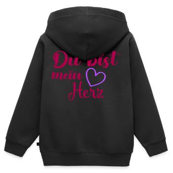 du bist mein herz - Kinder Premium Organic Zip Hoodie - Schwarz - Hinten - AI Model Kid Male (0cm)