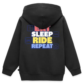 Essen, Schlafen, Fahren – Motorradfahren nonstop! - Kinder Premium Organic Zip Hoodie - Schwarz - Hinten - AI Model Kid Male (0cm)