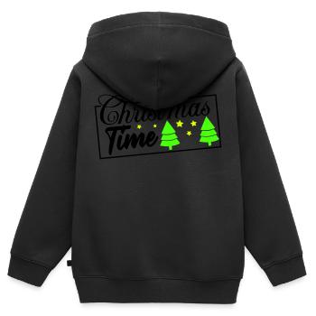 Période de Noël - Sweat Premium à capuche zippé enfant bio - noir - Dos - AI Model Kid Male (0cm)