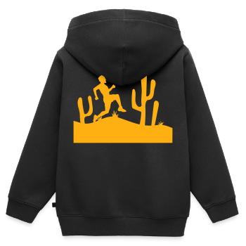 Cacti Desert Man Running Fast Funny Running Fun - Kids Premium Organic Zip-up Hoodie - black - Back - AI Model Kid Male (0cm)