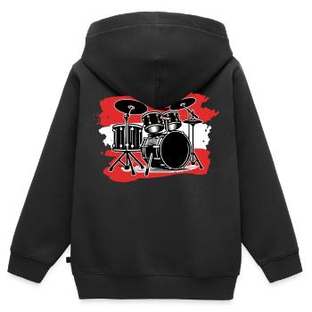 Tambours de drapeau de l’Autriche - Sweat Premium à capuche zippé enfant bio - noir - Dos - AI Model Kid Male (0cm)