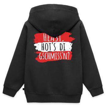 Österreich Dialekt Gschmissn - Kinder Premium Organic Zip Hoodie - Schwarz - Hinten - AI Model Kid Male (0cm)