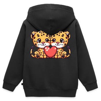 Leopard Paar Liebe Valentinstag - Kinder Premium Organic Zip Hoodie - Schwarz - Hinten - AI Model Kid Male (0cm)