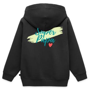 Super-Papa - Kinder Premium Organic Zip Hoodie - Schwarz - Hinten - AI Model Kid Male (0cm)