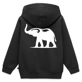Enfants éléphant bébé portrait - Sweat Premium à capuche zippé enfant bio - noir - Dos - AI Model Kid Male (0cm)