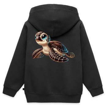 Junge Karettschildkröte - Kinder Premium Organic Zip Hoodie - Schwarz - Hinten - AI Model Kid Male (0cm)