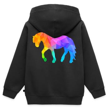 Shetland Pony - Kids Premium Organic Zip-up Hoodie - black - Back - AI Model Kid Male (0cm)