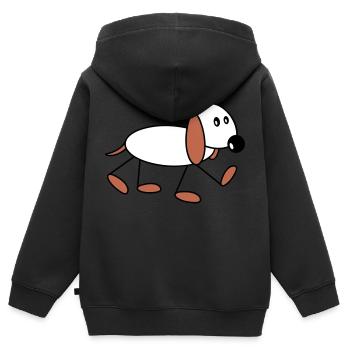 Dog stick figure walks cute walks comic - Kids Premium Organic Zip-up Hoodie - black - Back - AI Model Kid Male (0cm)