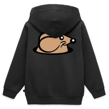 souris trou de souris trou de souris Peeps mignon drôle bande dessinée - Sweat Premium à capuche zippé enfant bio - noir - Dos - AI Model Kid Male (0cm)
