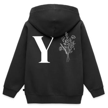 Minimalistische Blumen - Kinder Premium Organic Zip Hoodie - Schwarz - Hinten - AI Model Kid Male (0cm)