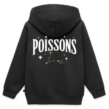 Signe astro poissons - Sweat Premium à capuche zippé enfant bio - noir - Dos - AI Model Kid Male (0cm)