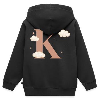 Buchstabe k bewölkt Sterne - Kinder Premium Organic Zip Hoodie - Schwarz - Hinten - AI Model Kid Male (0cm)