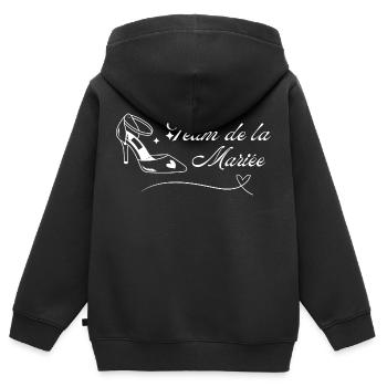 Team de la mariée - Sweat Premium à capuche zippé enfant bio - noir - Dos - AI Model Kid Male (0cm)
