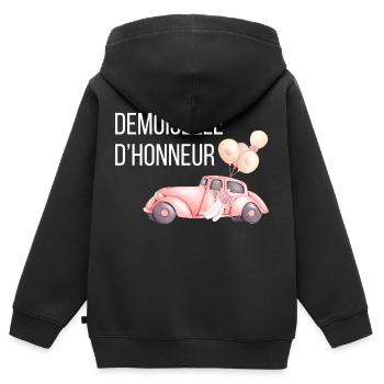 Brautjungfer - Autohochzeit - Kinder Premium Organic Zip Hoodie - Schwarz - Hinten - AI Model Kid Male (0cm)