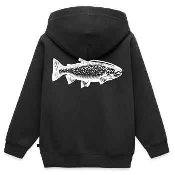 Regenbogenforelle - Naturgetreues Raubfisch Design - Kinder Premium Organic Zip Hoodie - Schwarz - Hinten - AI Model Kid Male (0cm)