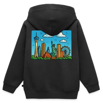 las vegas stadt - Kinder Premium Organic Zip Hoodie - Schwarz - Hinten - AI Model Kid Male (0cm)