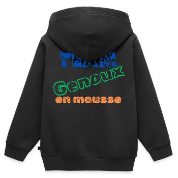Team Genoux en mousse - Sweat Premium à capuche zippé enfant bio - noir - Dos - AI Model Kid Male (0cm)