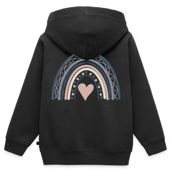 boho rainbow print rainbow neutral col - Kinder Premium Organic Zip Hoodie - Schwarz - Hinten - AI Model Kid Male (0cm)