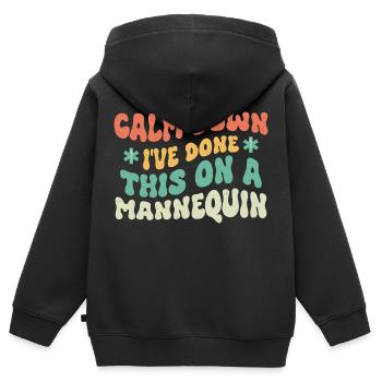 Calmez-vous, j’ai fait ça sur un mannequin ambulancier - Sweat Premium à capuche zippé enfant bio - noir - Dos - AI Model Kid Male (0cm)