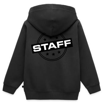Staff - Kinder Premium Organic Zip Hoodie - Schwarz - Hinten - AI Model Kid Male (0cm)