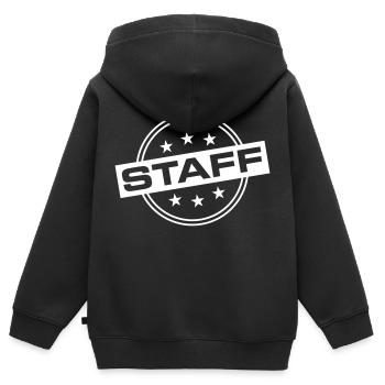 Staff - Kinder Premium Organic Zip Hoodie - Schwarz - Hinten - AI Model Kid Male (0cm)