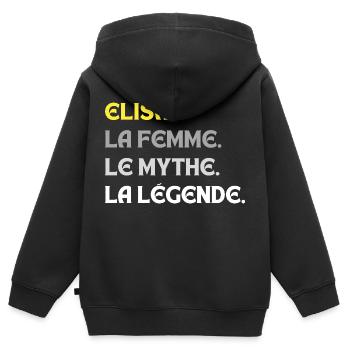 ELISA LA FEMME LE MYTHE LA LEGENDE - Sweat Premium à capuche zippé enfant bio - noir - Dos - AI Model Kid Male (0cm)