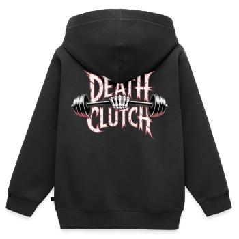 GYM DEATH - Kids Premium Organic Zip-up Hoodie - black - Back - AI Model Kid Male (0cm)