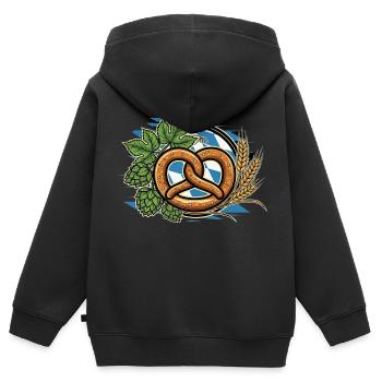 Tente à bière Bretzel Hearty Bavaria - Sweat Premium à capuche zippé enfant bio - noir - Dos - AI Model Kid Male (0cm)