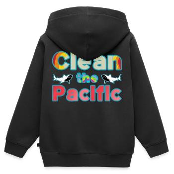 Nettoyez le Pacifique - Sweat Premium à capuche zippé enfant bio - noir - Dos - AI Model Kid Male (0cm)