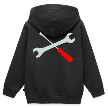 Schraubenzieher und Schraubenschlüssel gekreuzt - Kinder Premium Organic Zip Hoodie - Schwarz - Hinten - AI Model Kid Male (0cm)