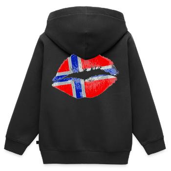 Kiss (Norvège) - Sweat Premium à capuche zippé enfant bio - noir - Dos - AI Model Kid Male (0cm)