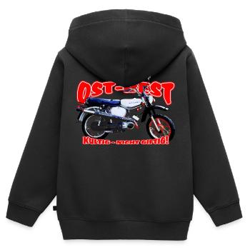 Simson S51 Enduro - Kinder Premium Organic Zip Hoodie - Schwarz - Hinten - AI Model Kid Male (0cm)