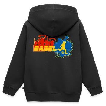 Basel Fan - Kinder Premium Organic Zip Hoodie - Schwarz - Hinten - AI Model Kid Male (0cm)