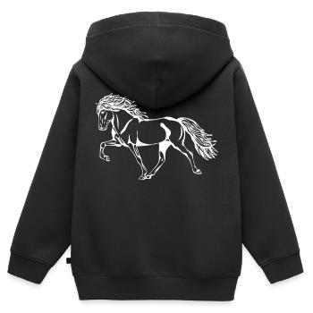 Weißer Tölter - Kinder Premium Organic Zip Hoodie - Schwarz - Hinten - AI Model Kid Male (0cm)